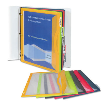C-Line® Binder Pocket With Write-on Index Tabs, 9.88 X 11.38, Assorted, 5-set freeshipping - TVN Wholesale